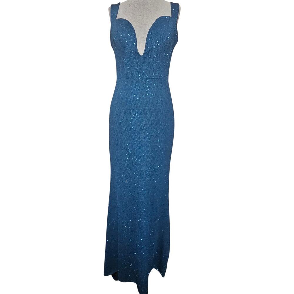 Teal Glitter Bodycon Maxi Dress Size 8